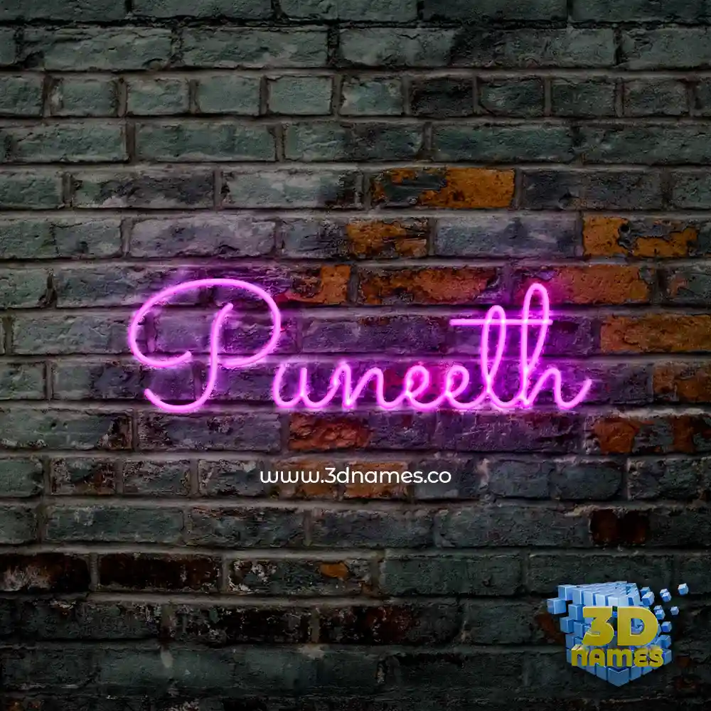 puneeth in Pink Neon style - 3D name wallpaper