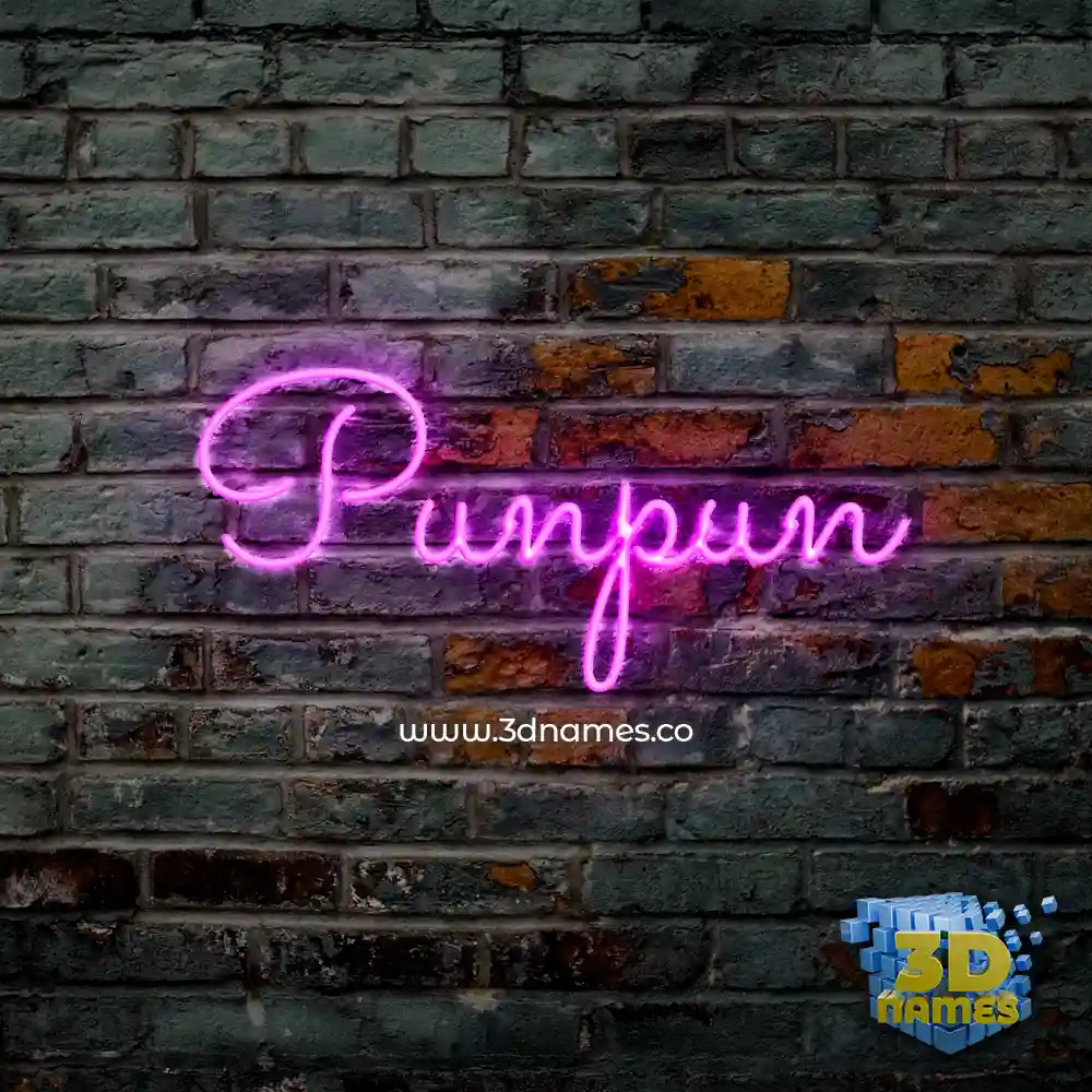 punpun in Pink Neon style - 3D name wallpaper