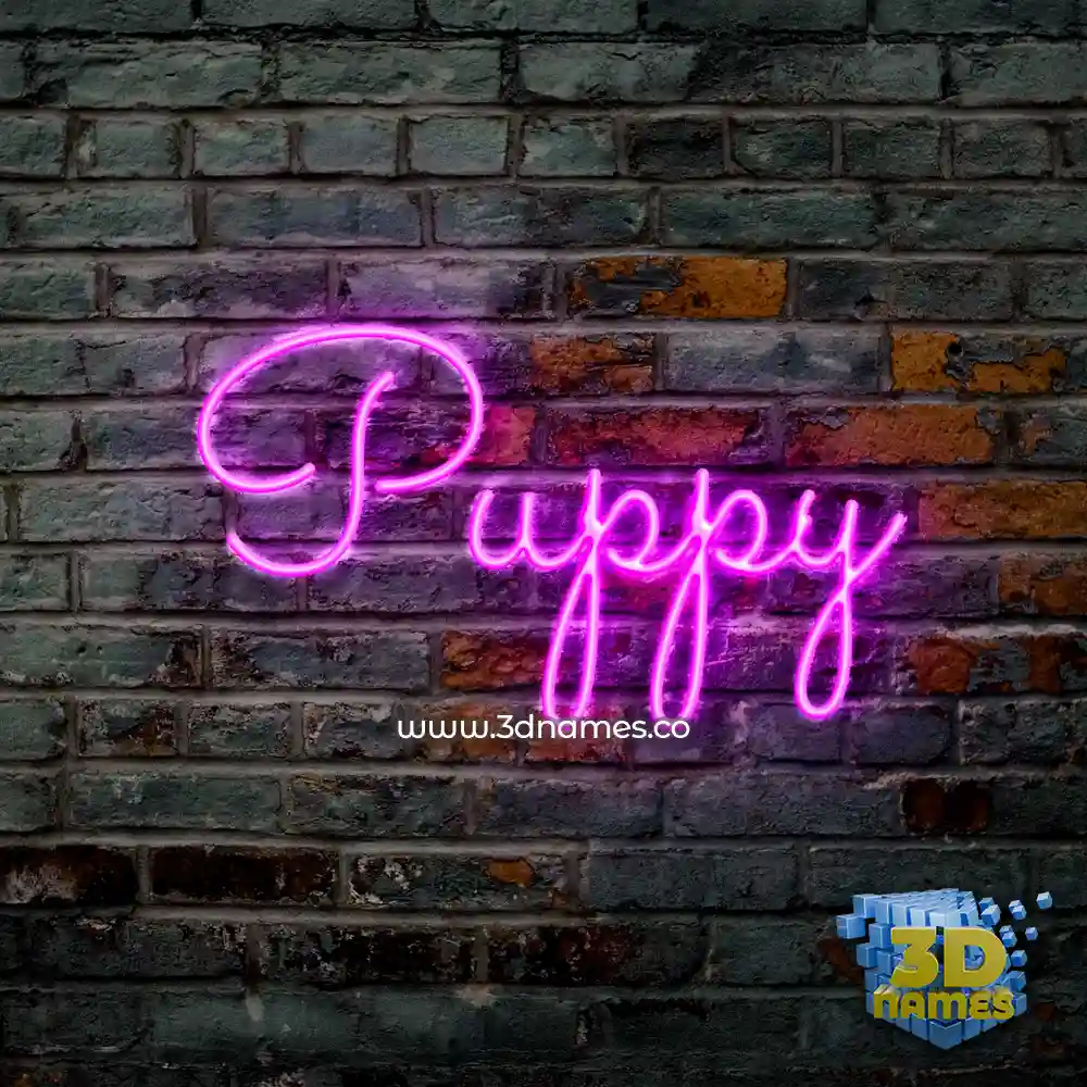 puppy in Pink Neon style - 3D name wallpaper