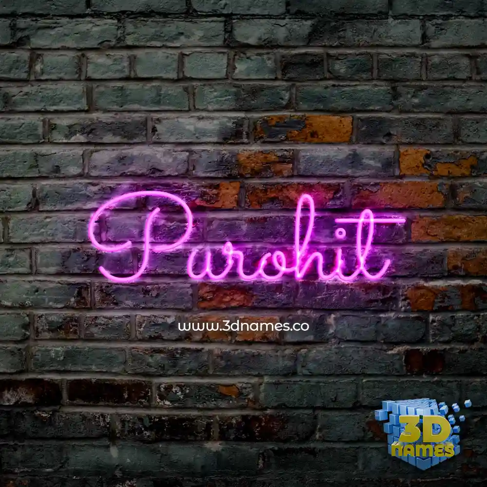 purohit in Pink Neon style - 3D name wallpaper