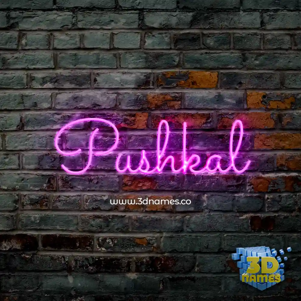 pushkal in Pink Neon style - 3D name wallpaper