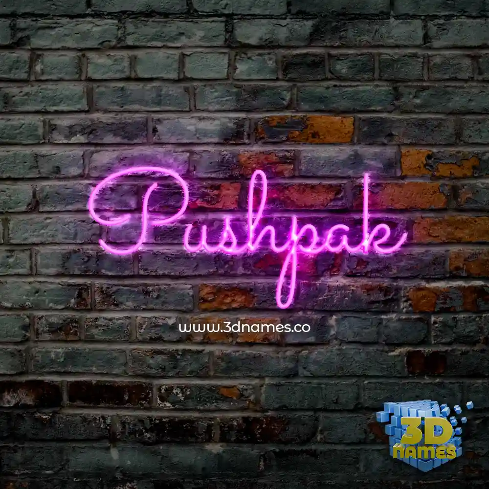 pushpak in Pink Neon style - 3D name wallpaper