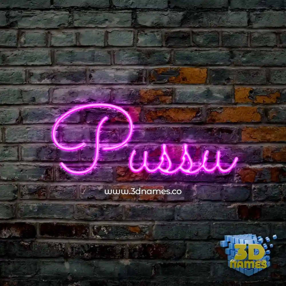 pussu in Pink Neon style - 3D name wallpaper