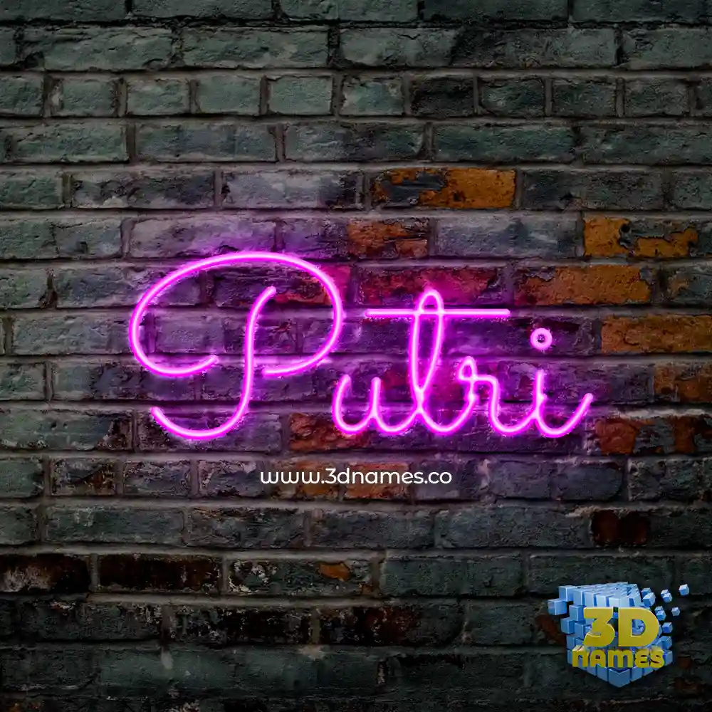putri in Pink Neon style - 3D name wallpaper