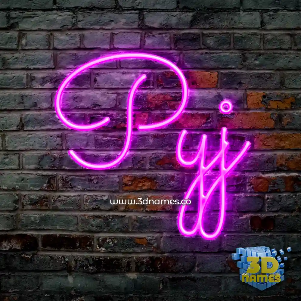 pyj in Pink Neon style - 3D name wallpaper
