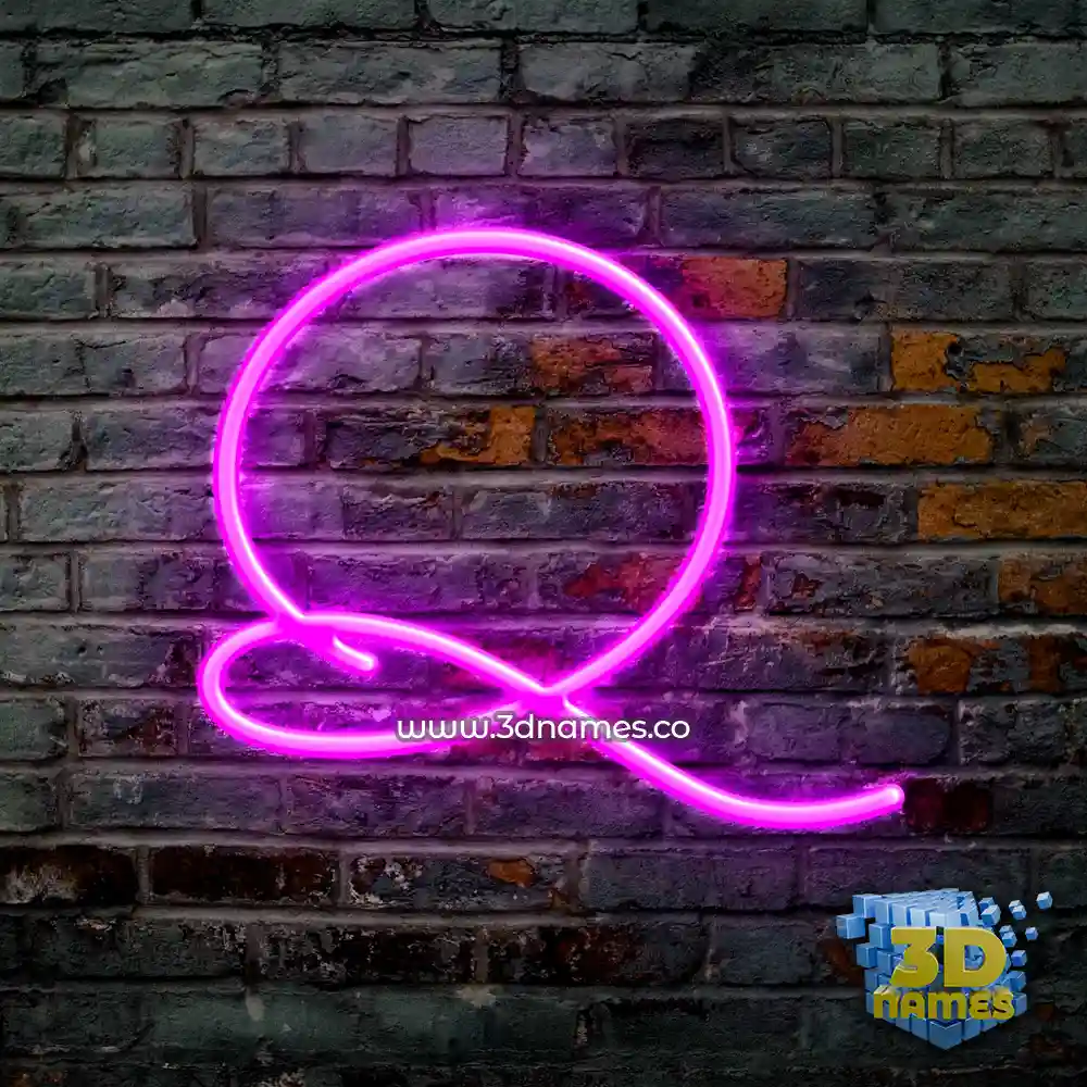 q in Pink Neon style - 3D name wallpaper