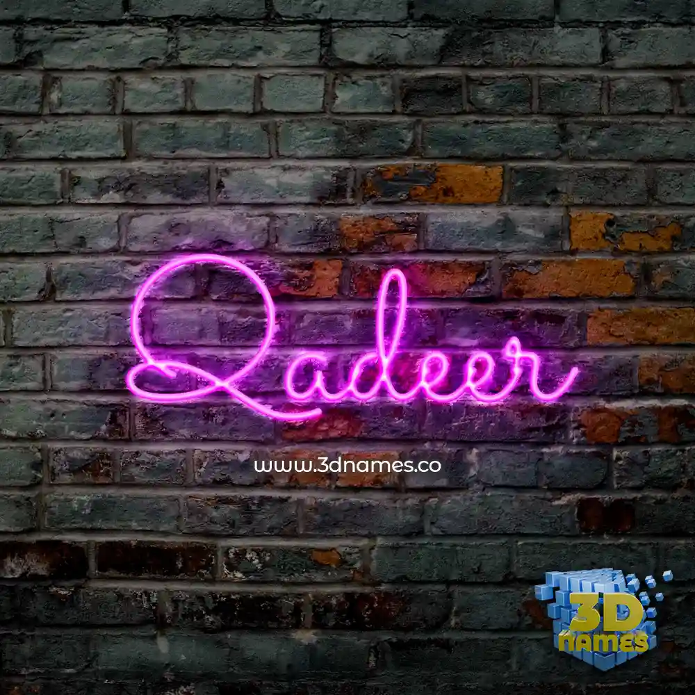 qadeer in Pink Neon style - 3D name wallpaper