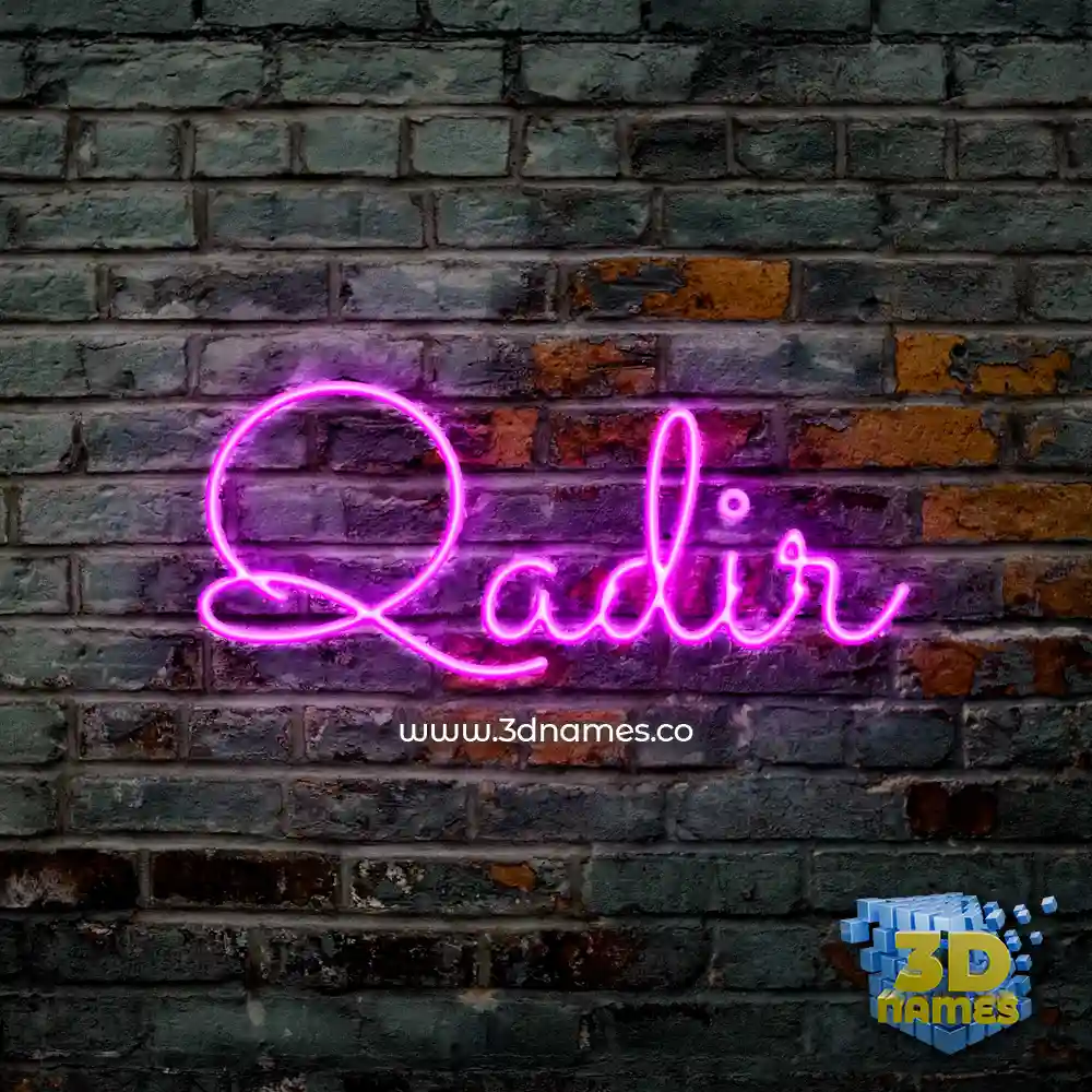 qadir in Pink Neon style - 3D name wallpaper