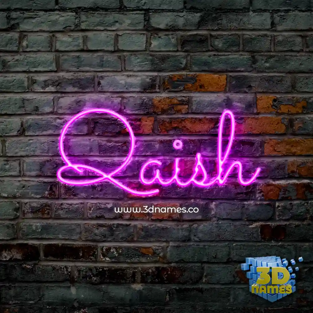 qaish in Pink Neon style - 3D name wallpaper