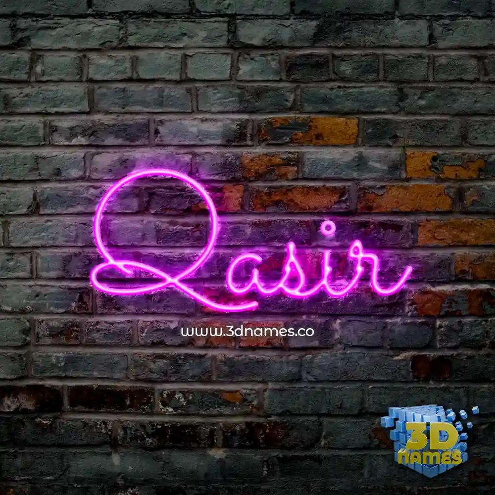 qasir in Pink Neon style - 3D name wallpaper