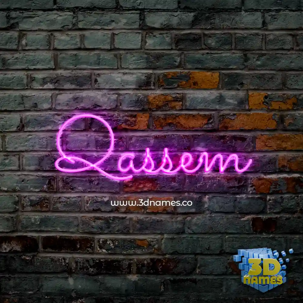 qassem in Pink Neon style - 3D name wallpaper