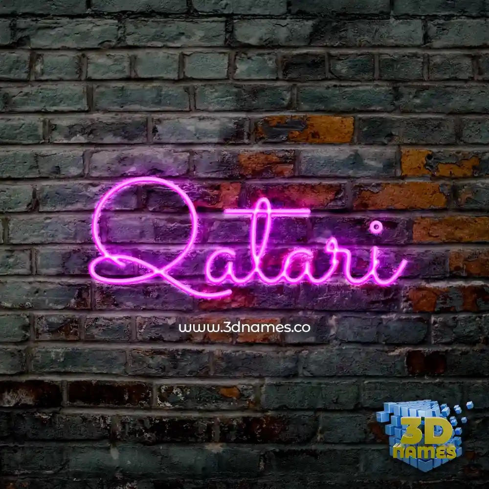 qatari in Pink Neon style - 3D name wallpaper