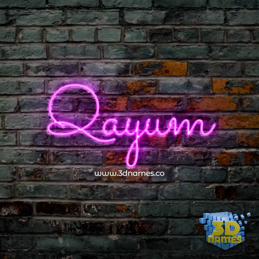 qayum in Pink Neon style - 3D name wallpaper