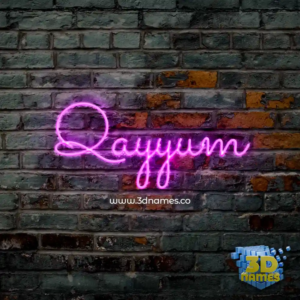 qayyum in Pink Neon style - 3D name wallpaper
