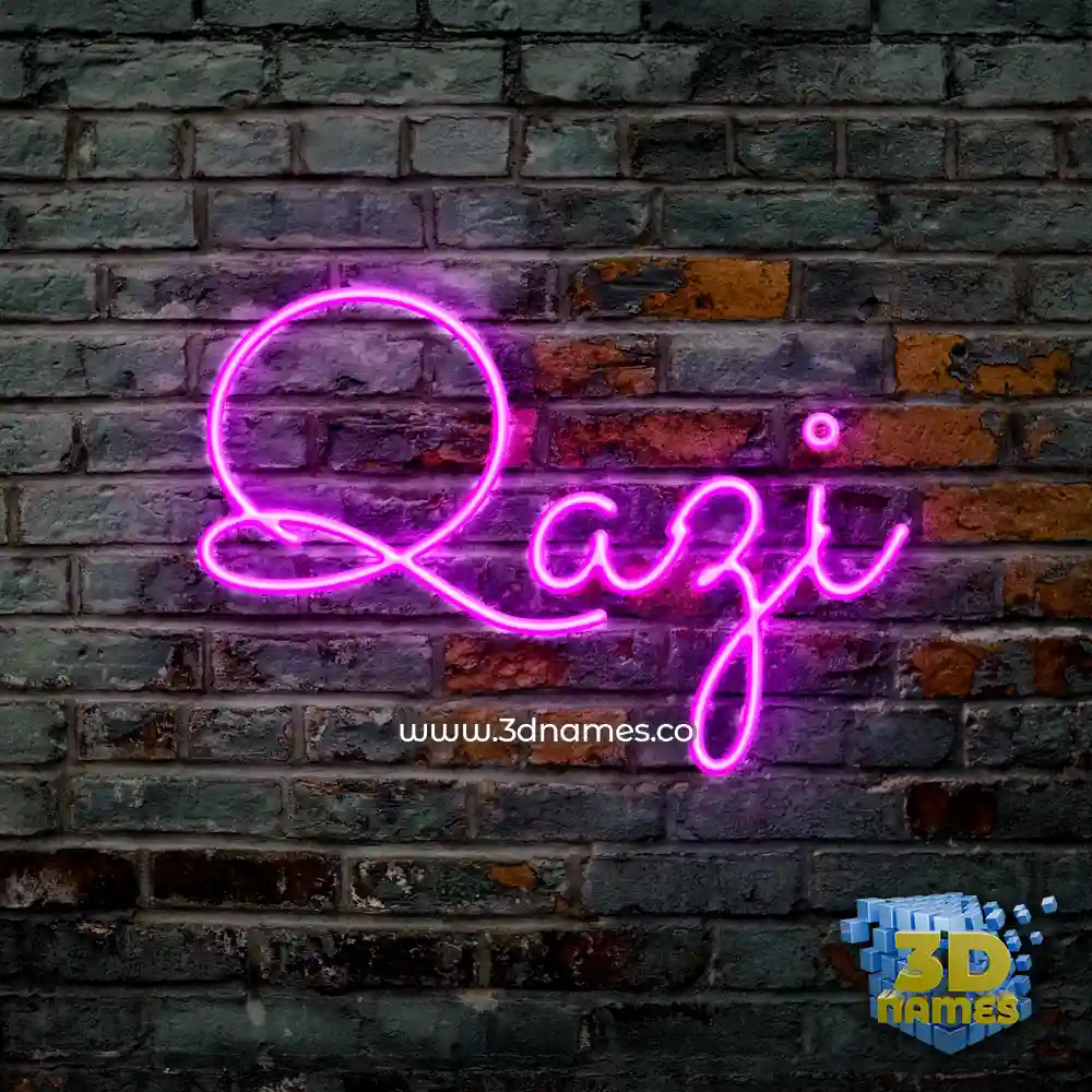 qazi in Pink Neon style - 3D name wallpaper