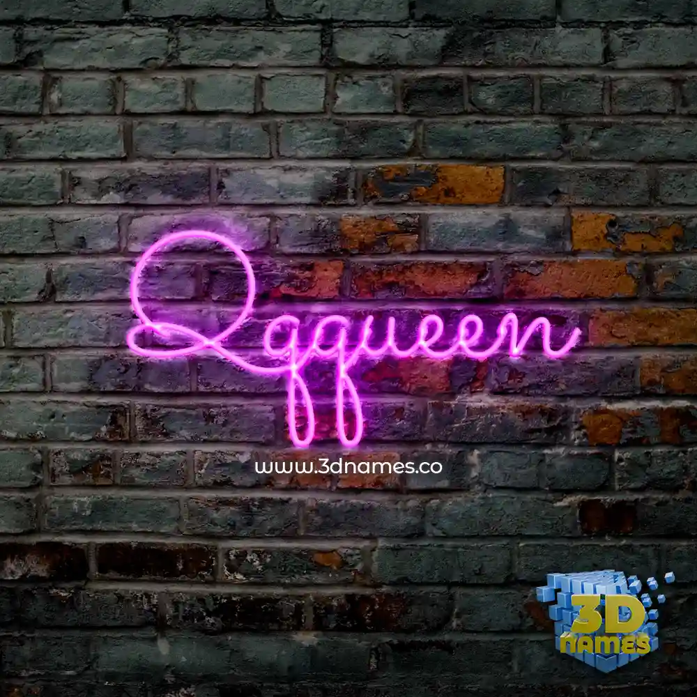 qqqueen in Pink Neon style - 3D name wallpaper