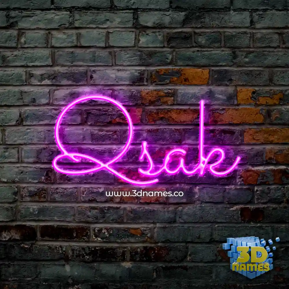 qsak in Pink Neon style - 3D name wallpaper