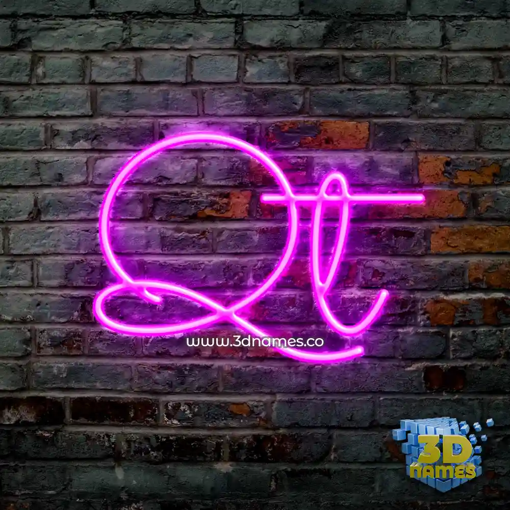 qt in Pink Neon style - 3D name wallpaper