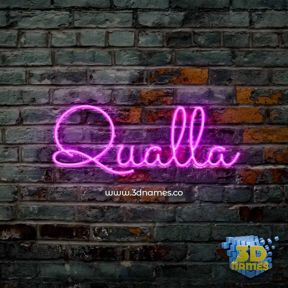 qualla in Pink Neon style - 3D name wallpaper