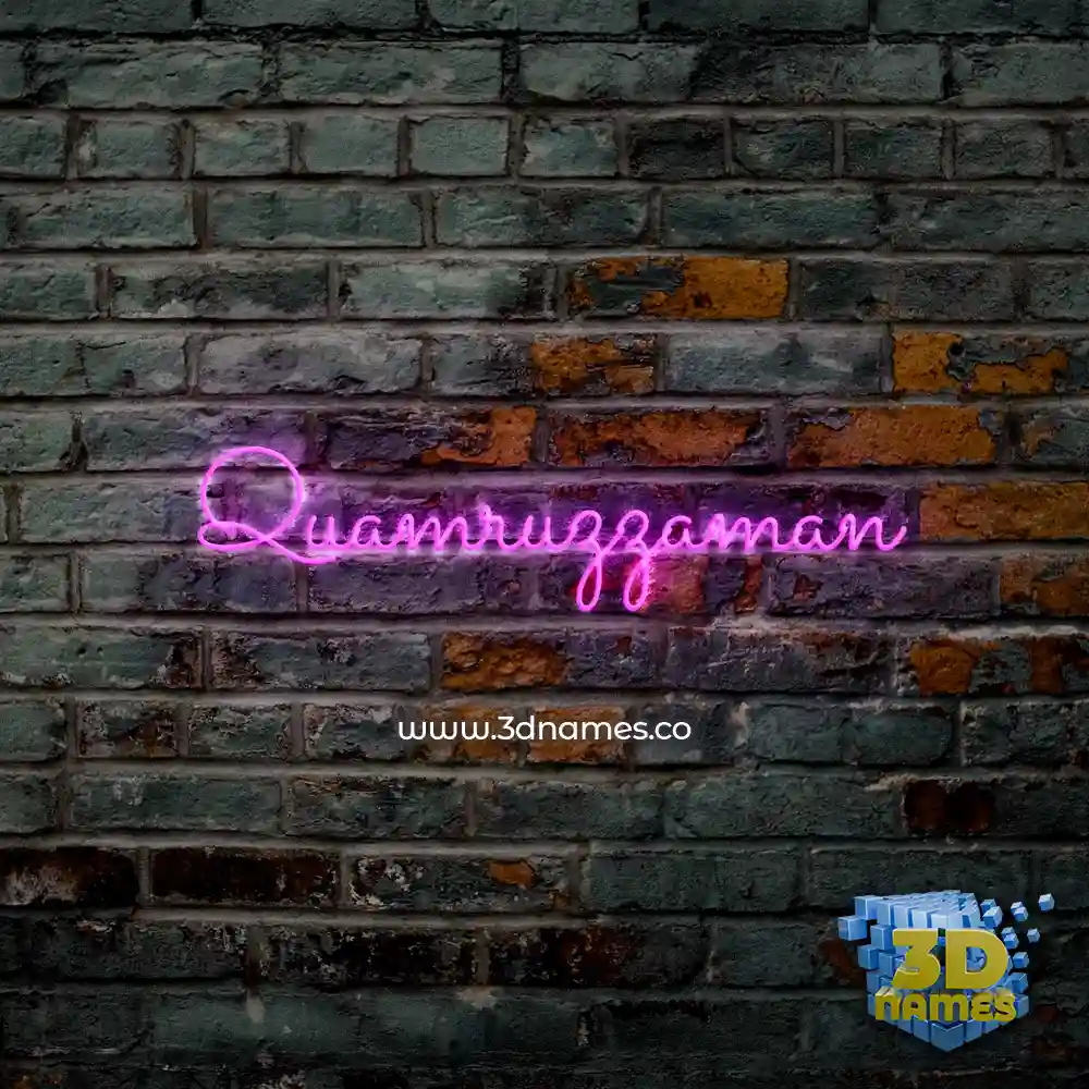 quamruzzaman in Pink Neon style - 3D name wallpaper