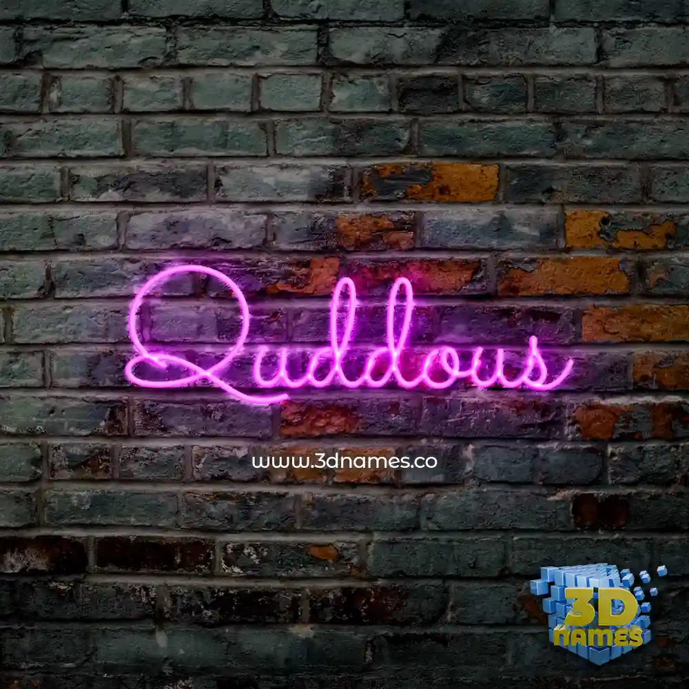 quddous in Pink Neon style - 3D name wallpaper