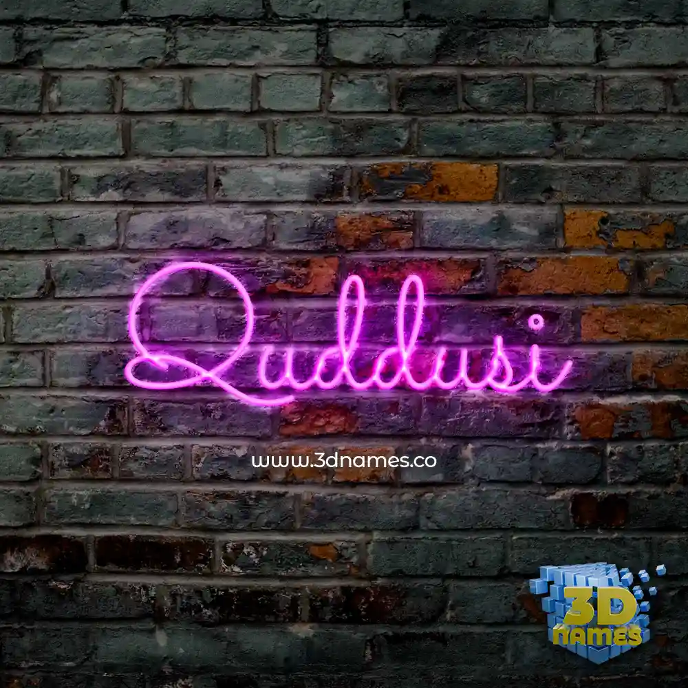 quddusi in Pink Neon style - 3D name wallpaper