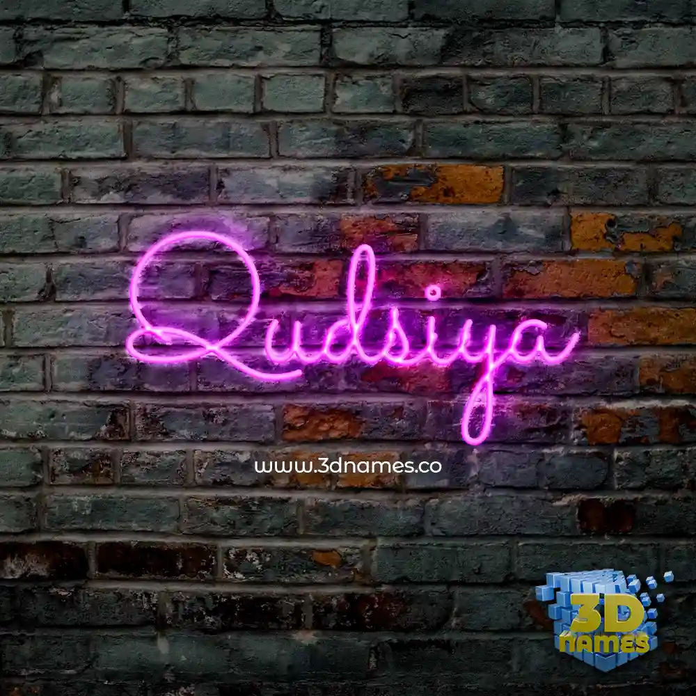 qudsiya in Pink Neon style - 3D name wallpaper