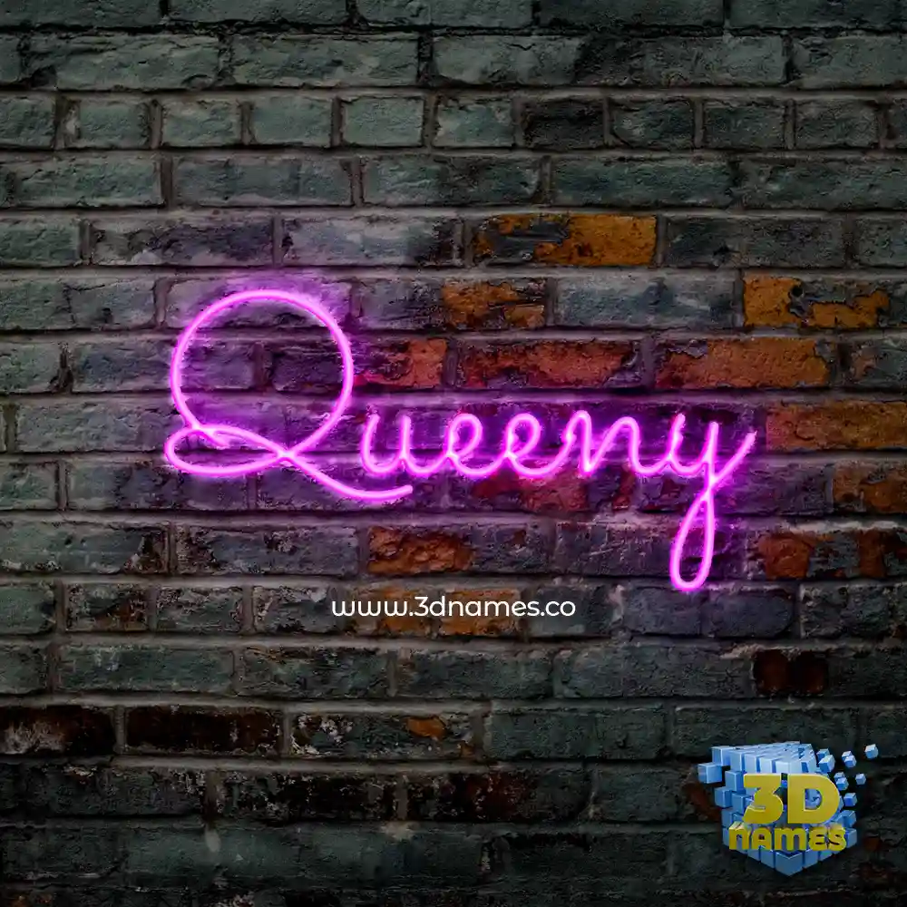 queeny in Pink Neon style - 3D name wallpaper