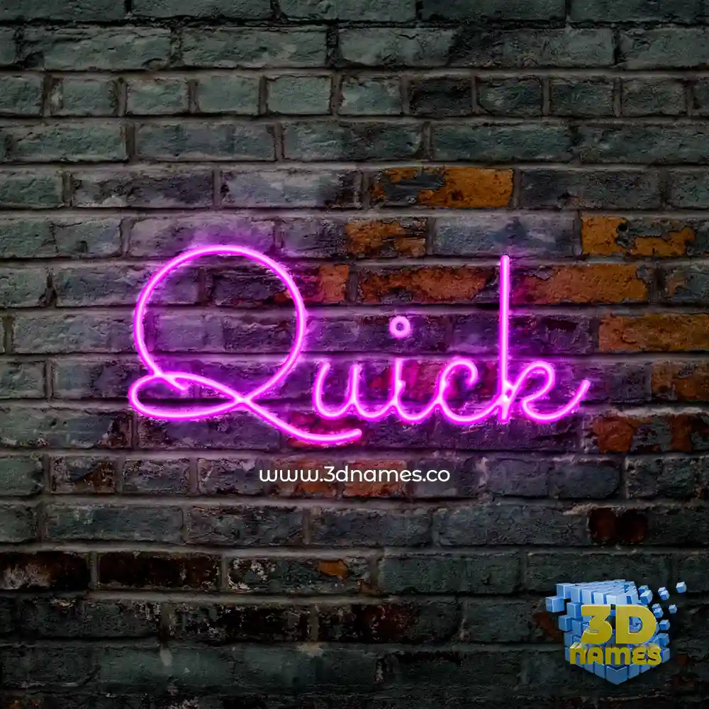 quick in Pink Neon style - 3D name wallpaper