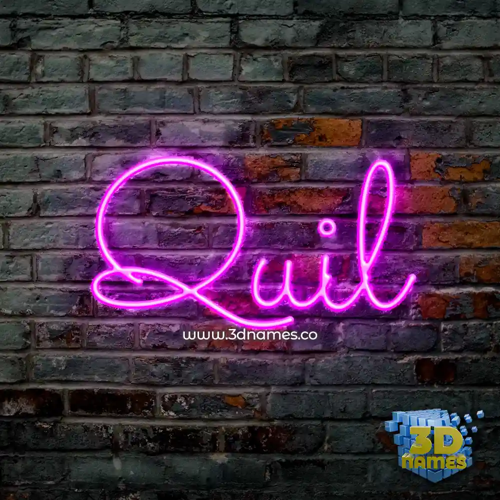 quil in Pink Neon style - 3D name wallpaper