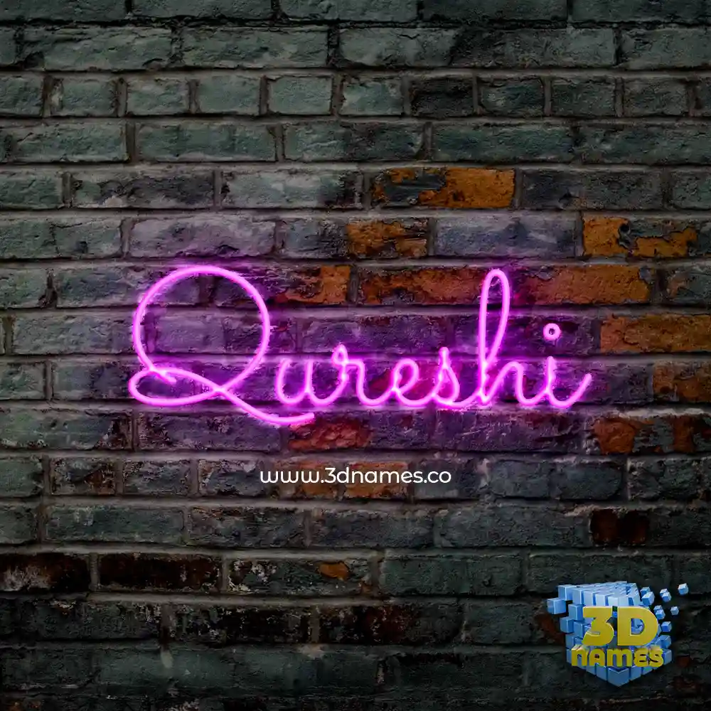 qureshi in Pink Neon style - 3D name wallpaper