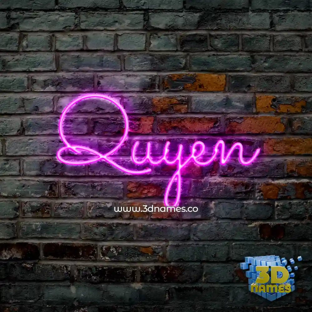 quyen in Pink Neon style - 3D name wallpaper