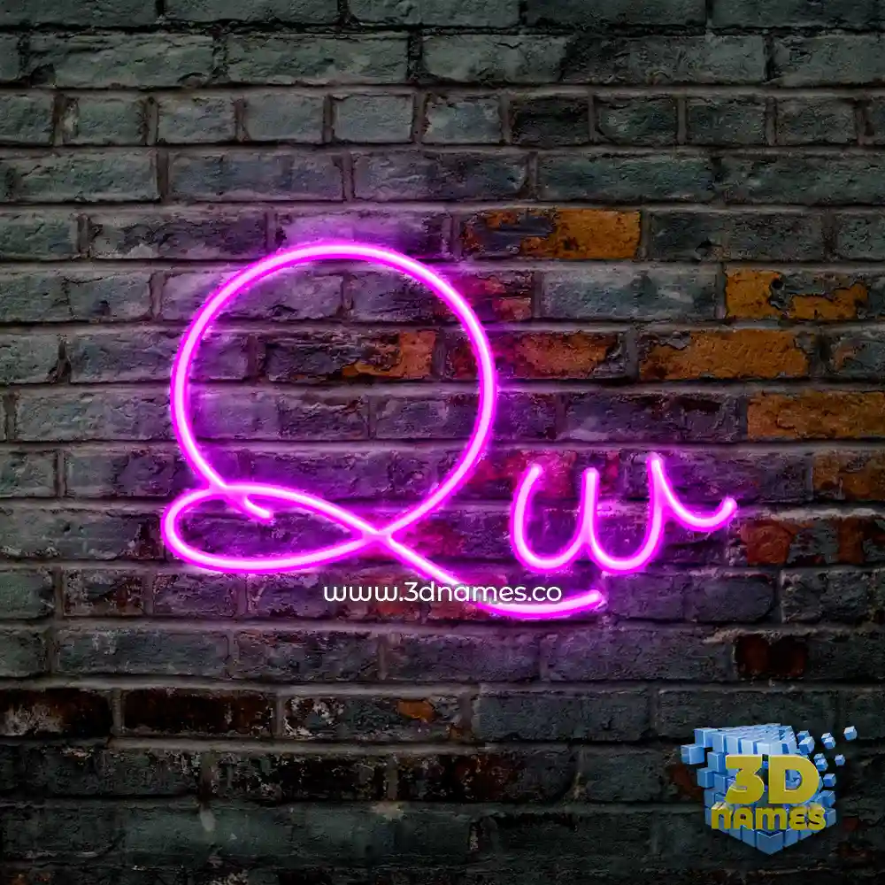 qw in Pink Neon style - 3D name wallpaper