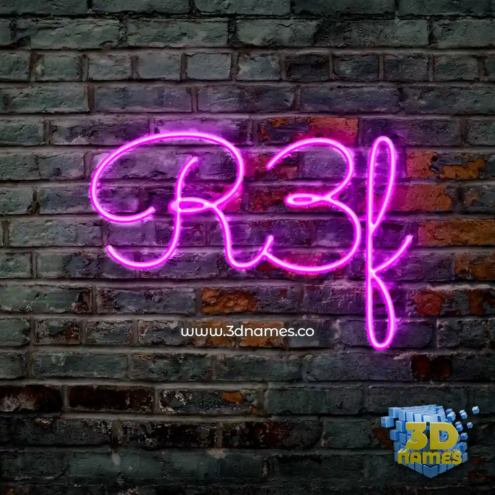 r3f in Pink Neon style - 3D name wallpaper