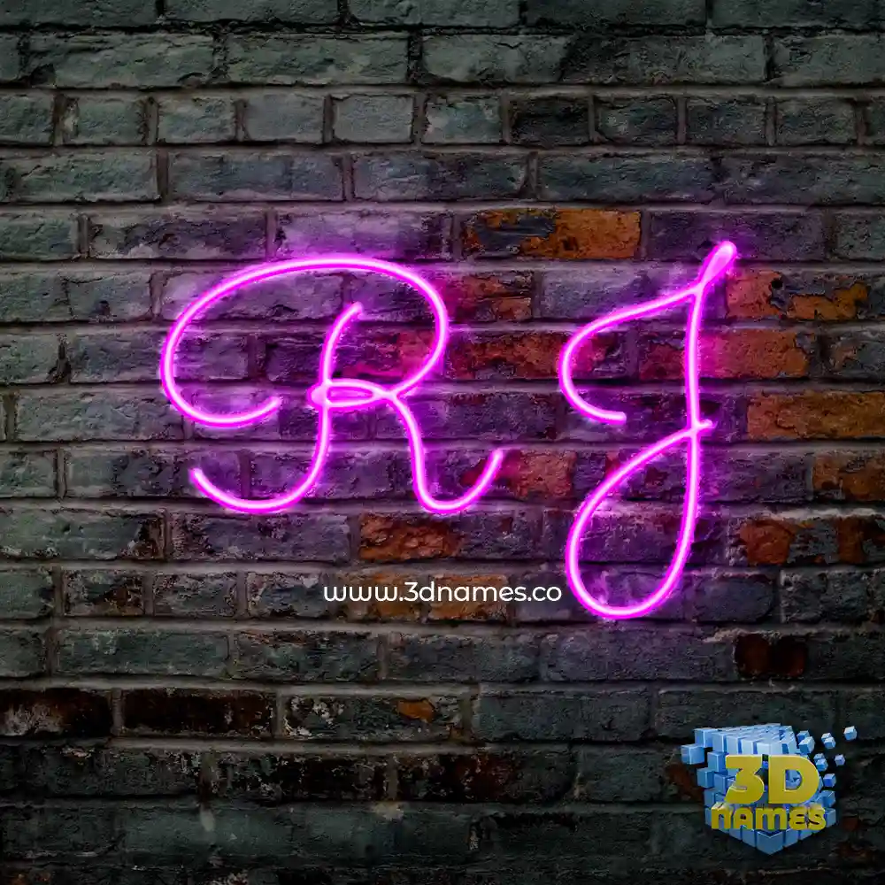 r j in Pink Neon style - 3D name wallpaper