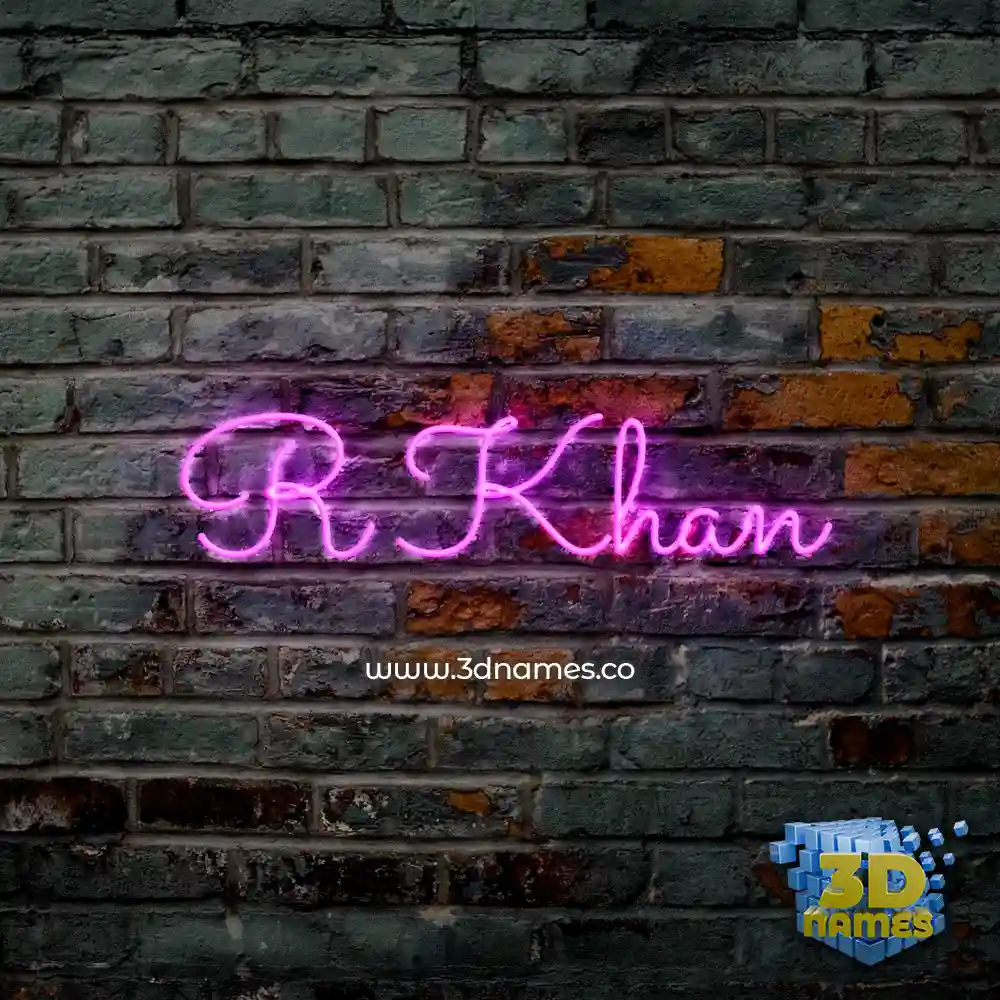 r khan in Pink Neon style - 3D name wallpaper