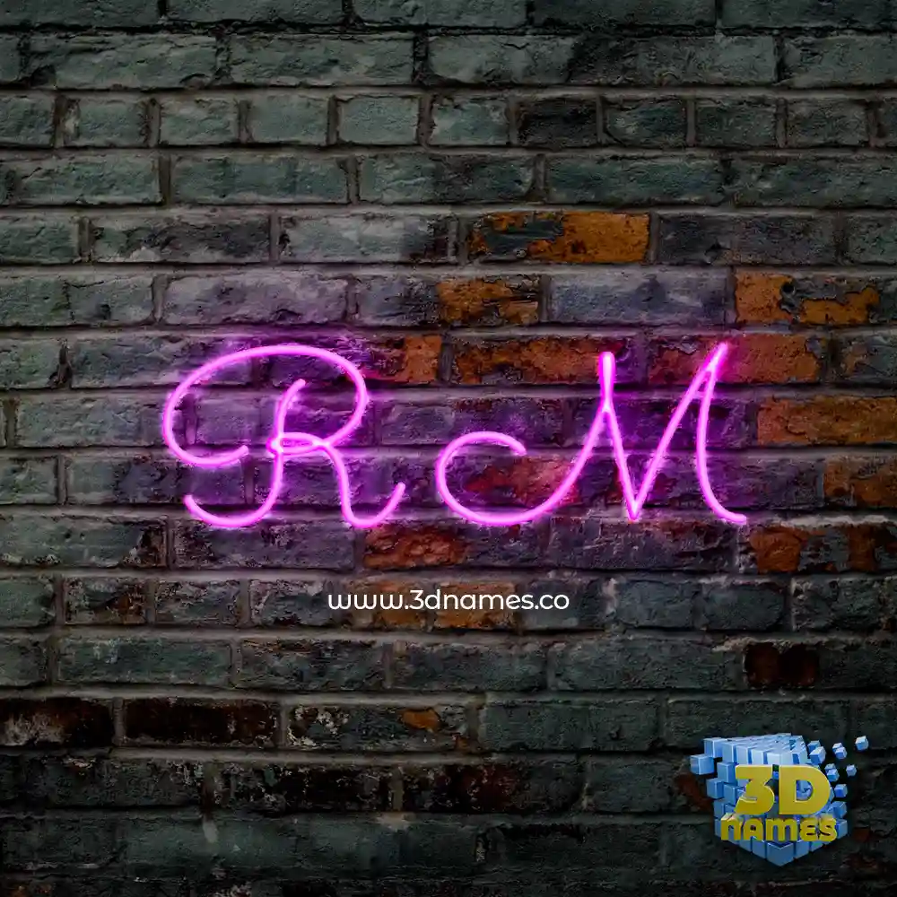 r m in Pink Neon style - 3D name wallpaper