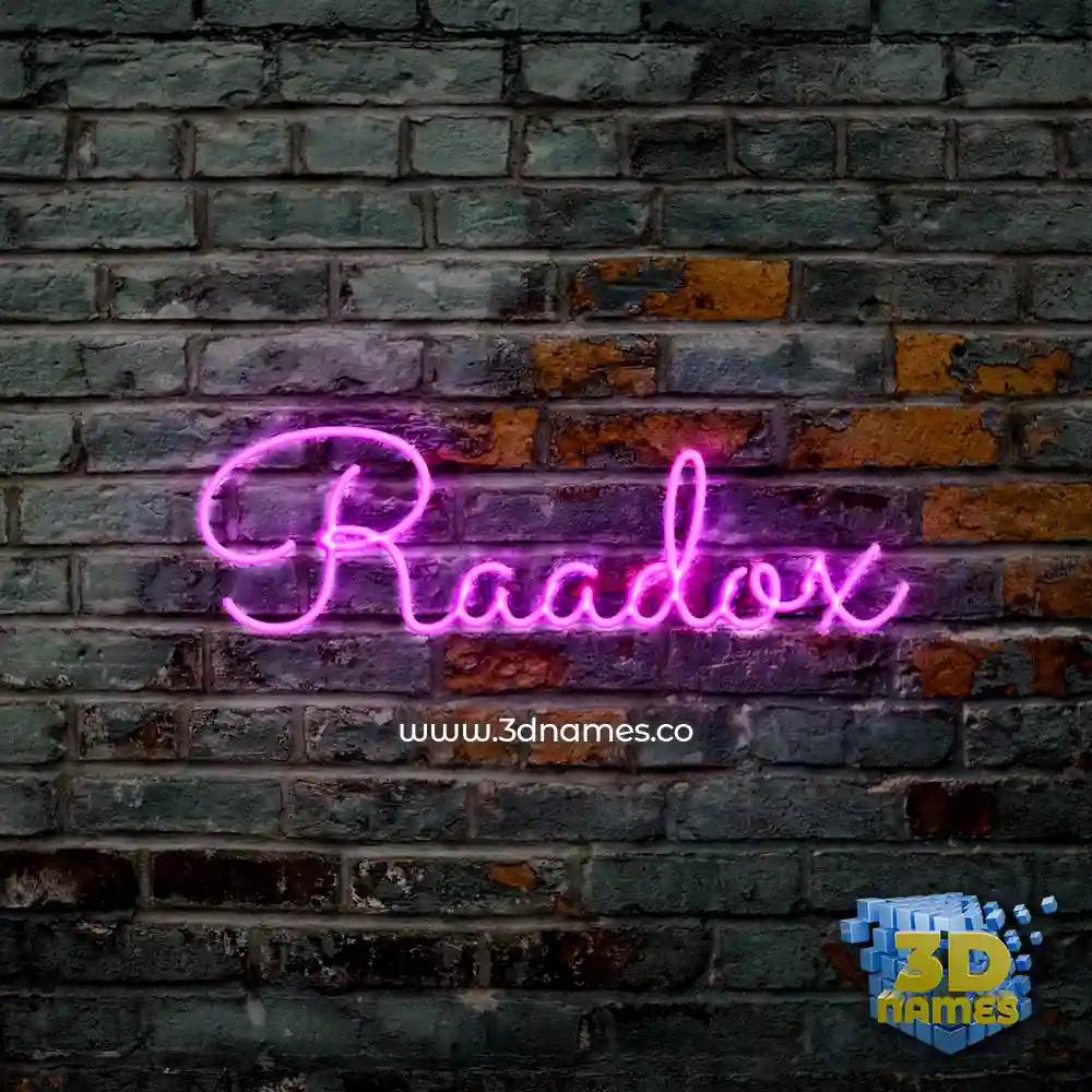 raadox in Pink Neon style - 3D name wallpaper