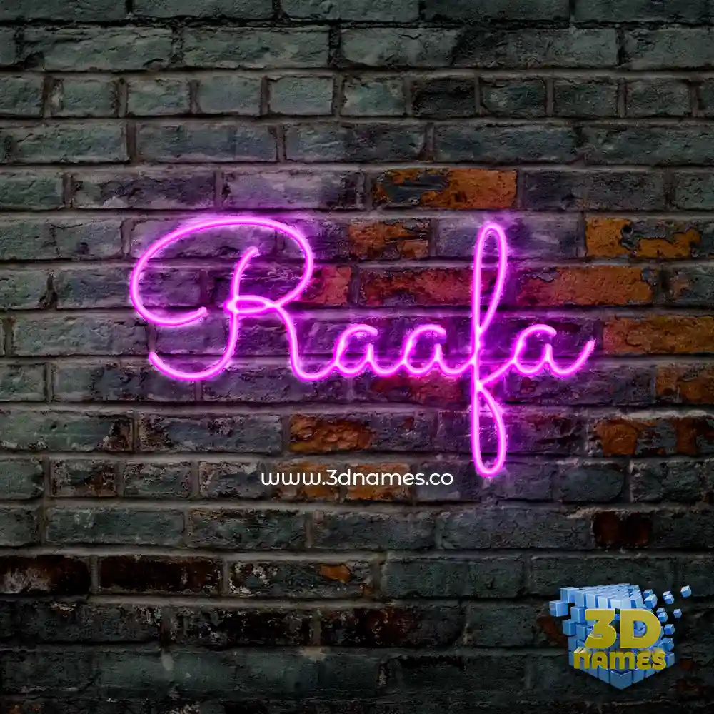 raafa in Pink Neon style - 3D name wallpaper