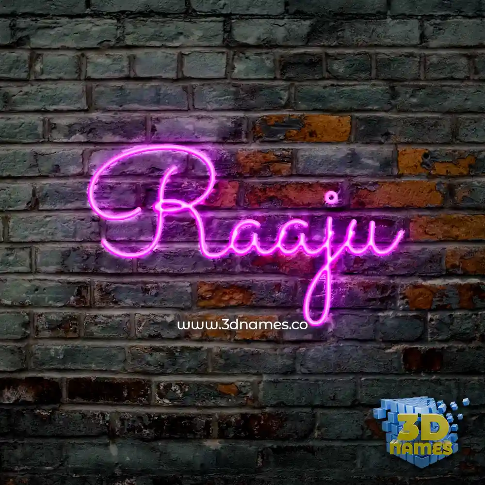 raaju in Pink Neon style - 3D name wallpaper