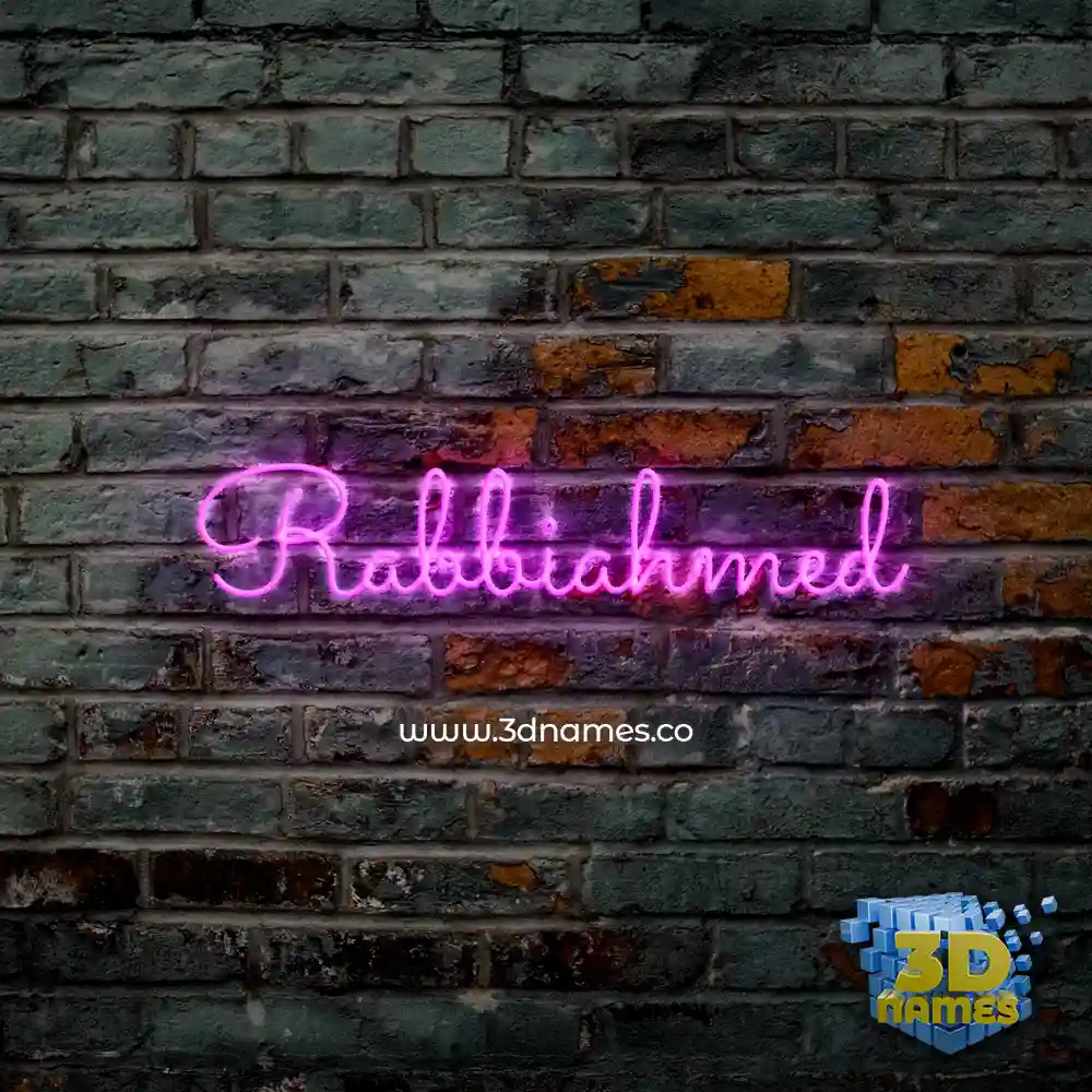 rabbiahmed in Pink Neon style - 3D name wallpaper