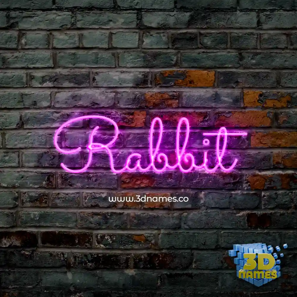 rabbit in Pink Neon style - 3D name wallpaper