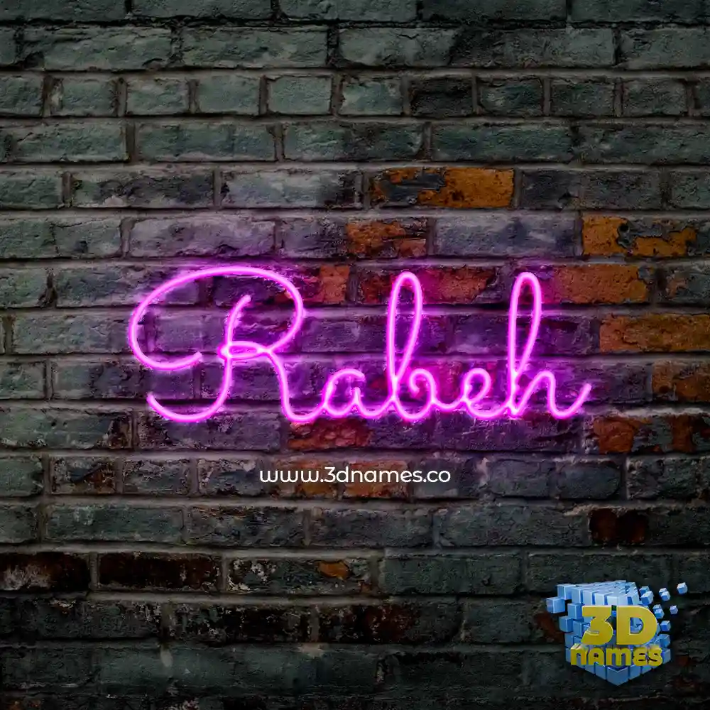 rabeh in Pink Neon style - 3D name wallpaper