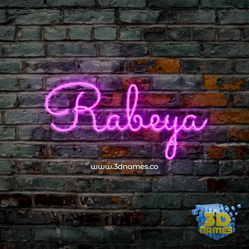 rabeya in Pink Neon style - 3D name wallpaper