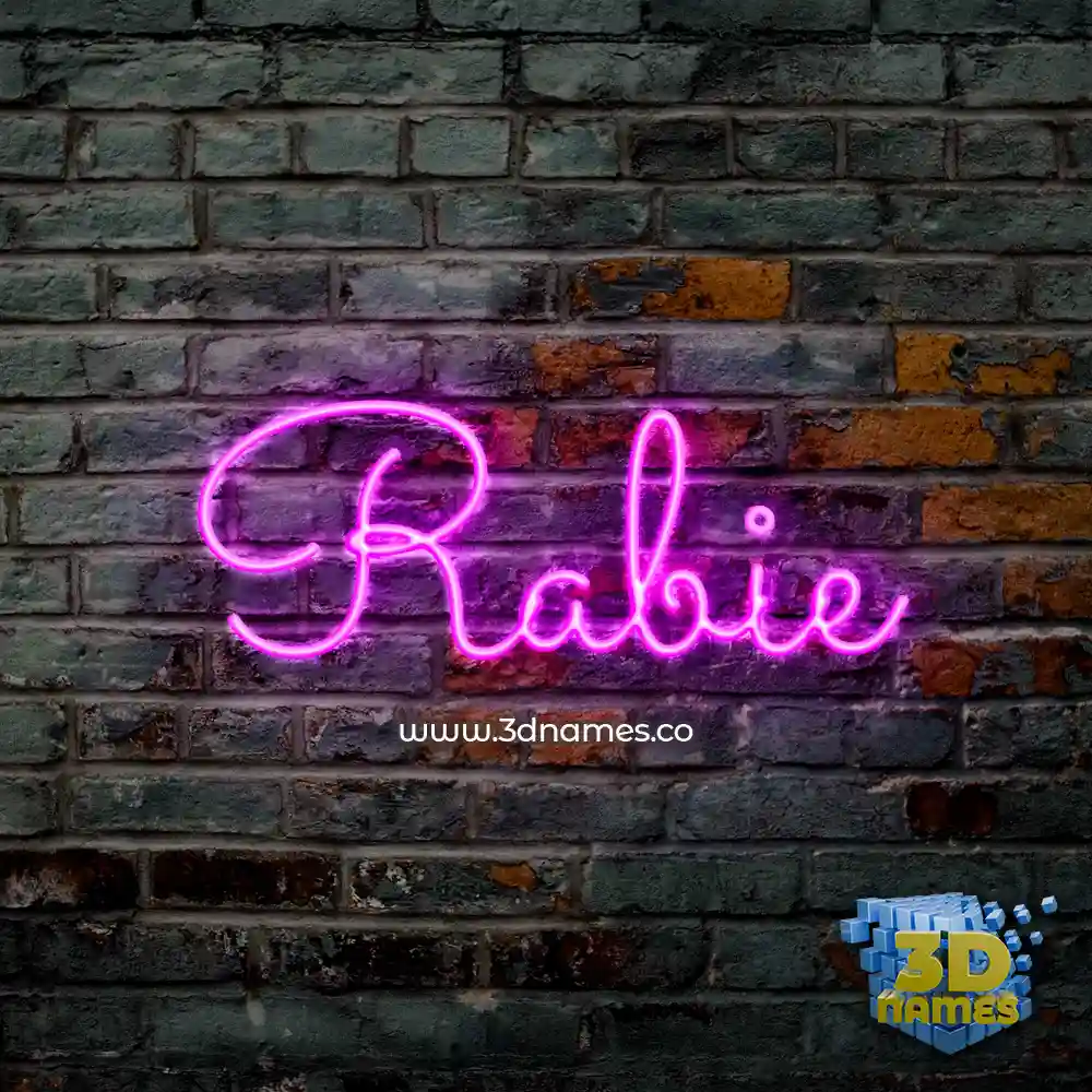 rabie in Pink Neon style - 3D name wallpaper