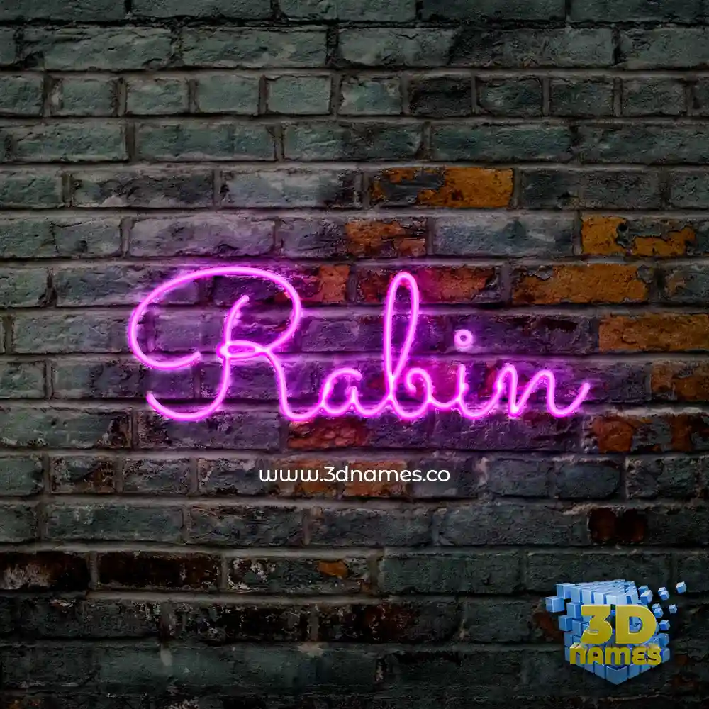 rabin in Pink Neon style - 3D name wallpaper