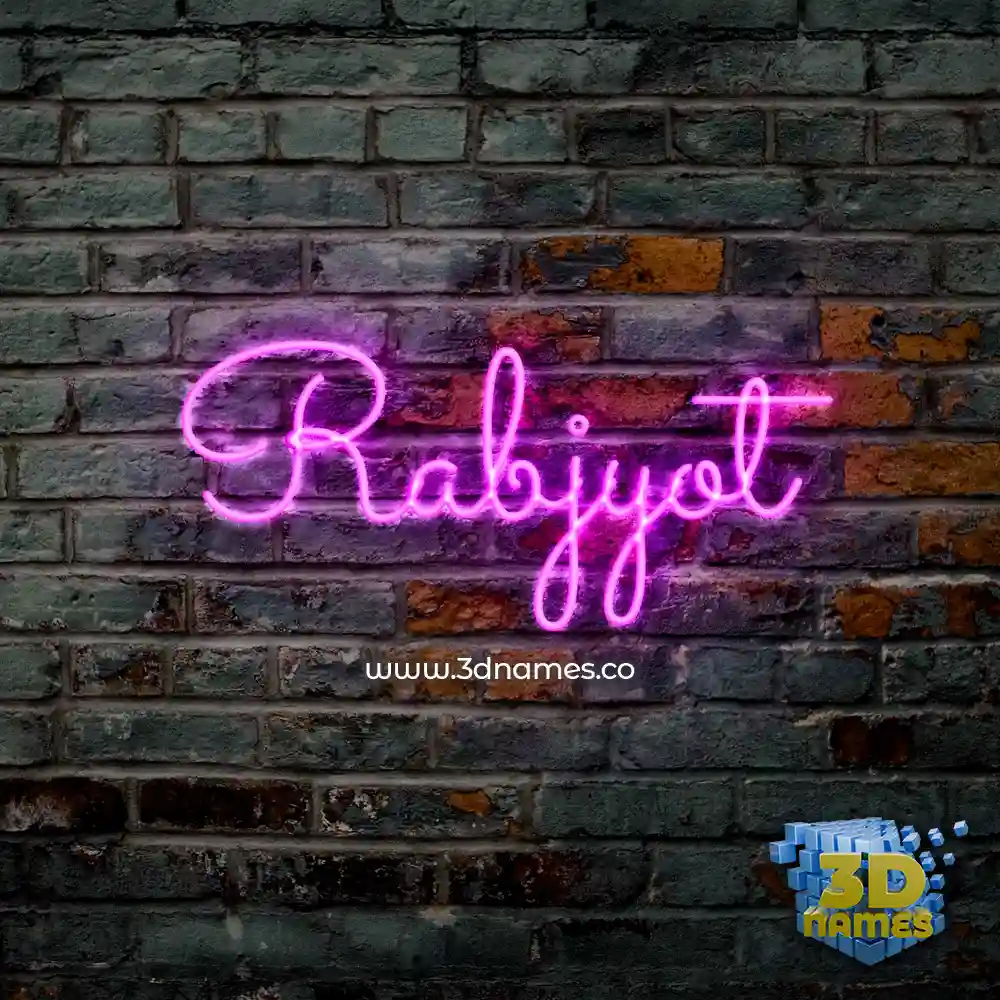 rabjyot in Pink Neon style - 3D name wallpaper