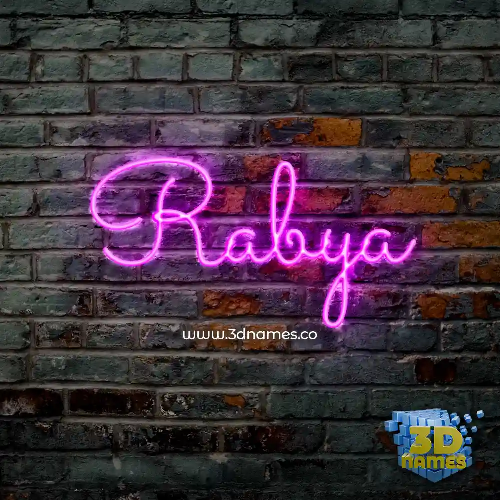 rabya in Pink Neon style - 3D name wallpaper