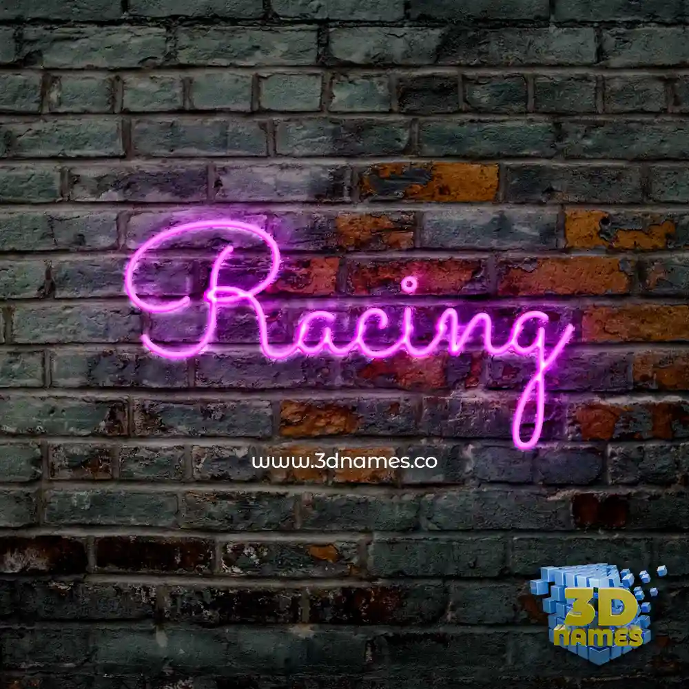 racing in Pink Neon style - 3D name wallpaper