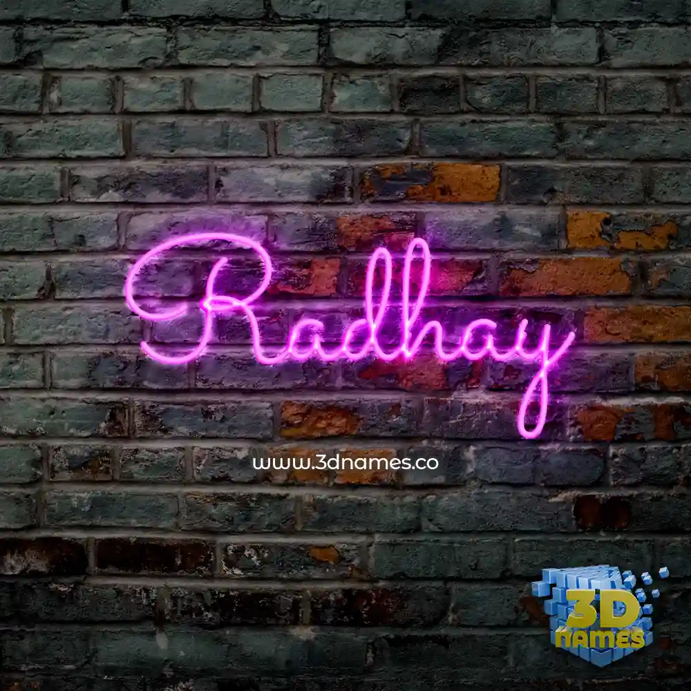 radhay in Pink Neon style - 3D name wallpaper